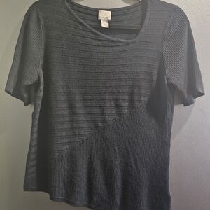 Eileen Fisher Charcoal Textured Short Sleeve Tee
